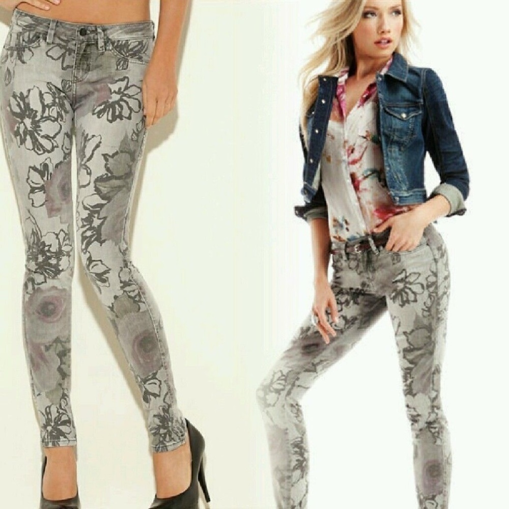 NEW Guess Brittney Skinny Floral-Printed Jeans
